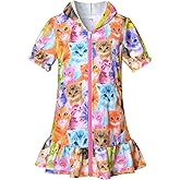 CHILDRENSTAR Girls Swim Coverups Terry Swimsuit Cover-Up Hooded Zip-Up Beach Robe