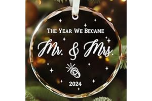 SUCHAGIFT Wedding Gifts - Mr and Mrs Gifts - Wedding Gifts for Couples 2024, Wedding Gifts for Couple, Wedding Gifts for Bride - Future Mr and Mrs, Bridal Shower Gifts - 1st Married Christmas Glass Ornament
