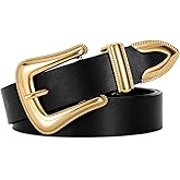 XZQTIVE Women's Leather Belt for Jeans Pants Dresses Fashion Ladies Western Leather Belt Silver Buckle