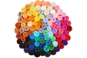 Mayboos 96 Pcs Needle Felting Wool, 48 Colors Wool Roving Yarn, Fiber Wool Roving for DIY Hand Spinning Needle Felting Wool Craft 3g/Pack