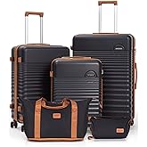 CONCEPTEN Luggage Sets 5 Piece, Suitcases with Wheels, Hardshell Suitcase Set, ABS Carry on Luggage Set with TSA Lock, Travel Luggage