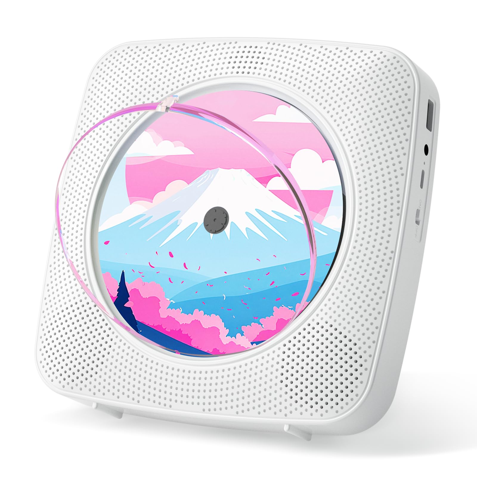 Gueray CDプレーヤー 卓上＆壁掛け式 Bluetooth受信/送信 HiFiスピーカー内蔵 cdプレイヤー 多機能 FM/USBなどに対応 操作簡単 リピート/A-Bリピート再生 mp3対応 イヤホン対応 防塵カバー付き CDラジカセ リモコン 音楽再生/語学学習/胎児教育 日本語説明書付き 充電不可 ホワイト商品画像