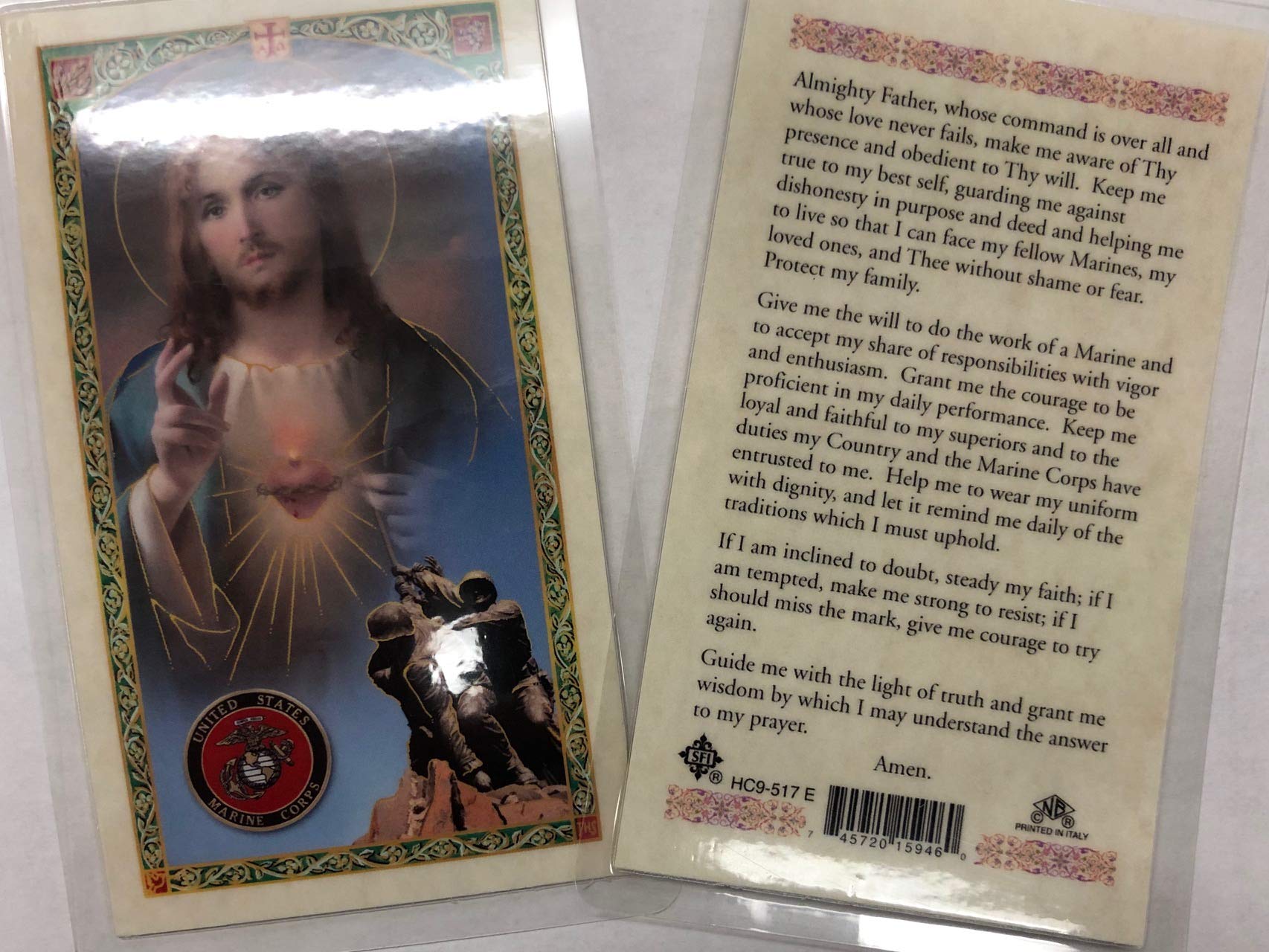Holy Prayer Cards For The Prayer for those serving in the US Marine Corps in English Set of 2