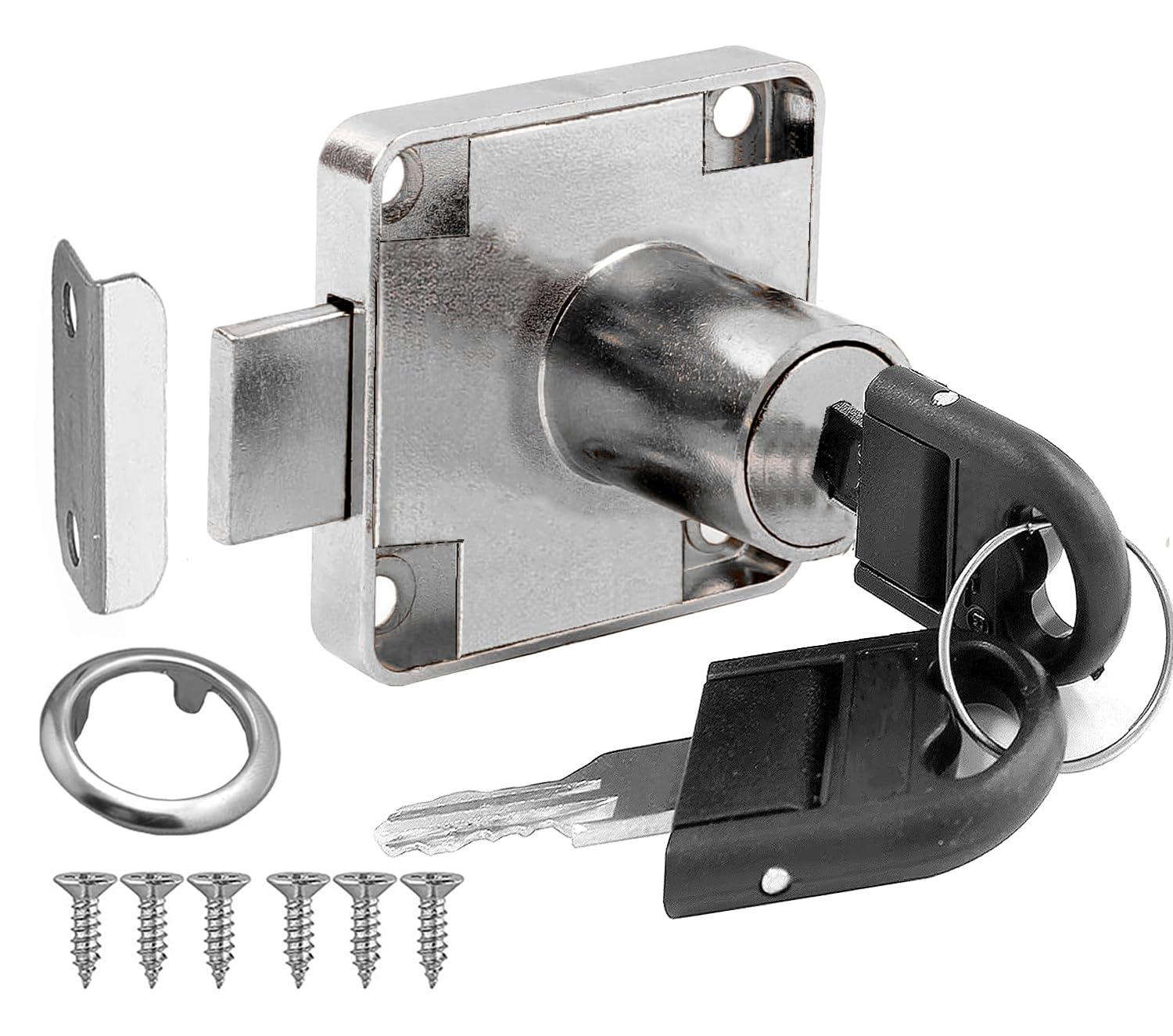 Litensh 22mm Cam Lock with Key Alike, Security Cabinet Lock Cupboard Drawer Locks for Furniture Letterbox Postbox Mailbox Lever Toolbox Household Office Door Locker Locks, Silver
