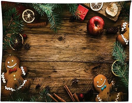 Addobbi Natalizi Rustici.Tovaglia Vipsung Addobbi Natalizi Omino Confezione Regalo Immagine Pino Cannella Dessert Su Legno Rustico Tavolo Rettangolare A Tema Natale Copertura Per Sala Da Pranzo Cucina Marrone Verde Multy 40w By 20l Inches