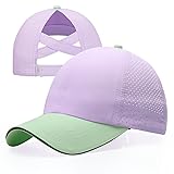 Girls Criss Cross Ponytail Hat Mesh Baseball Cap