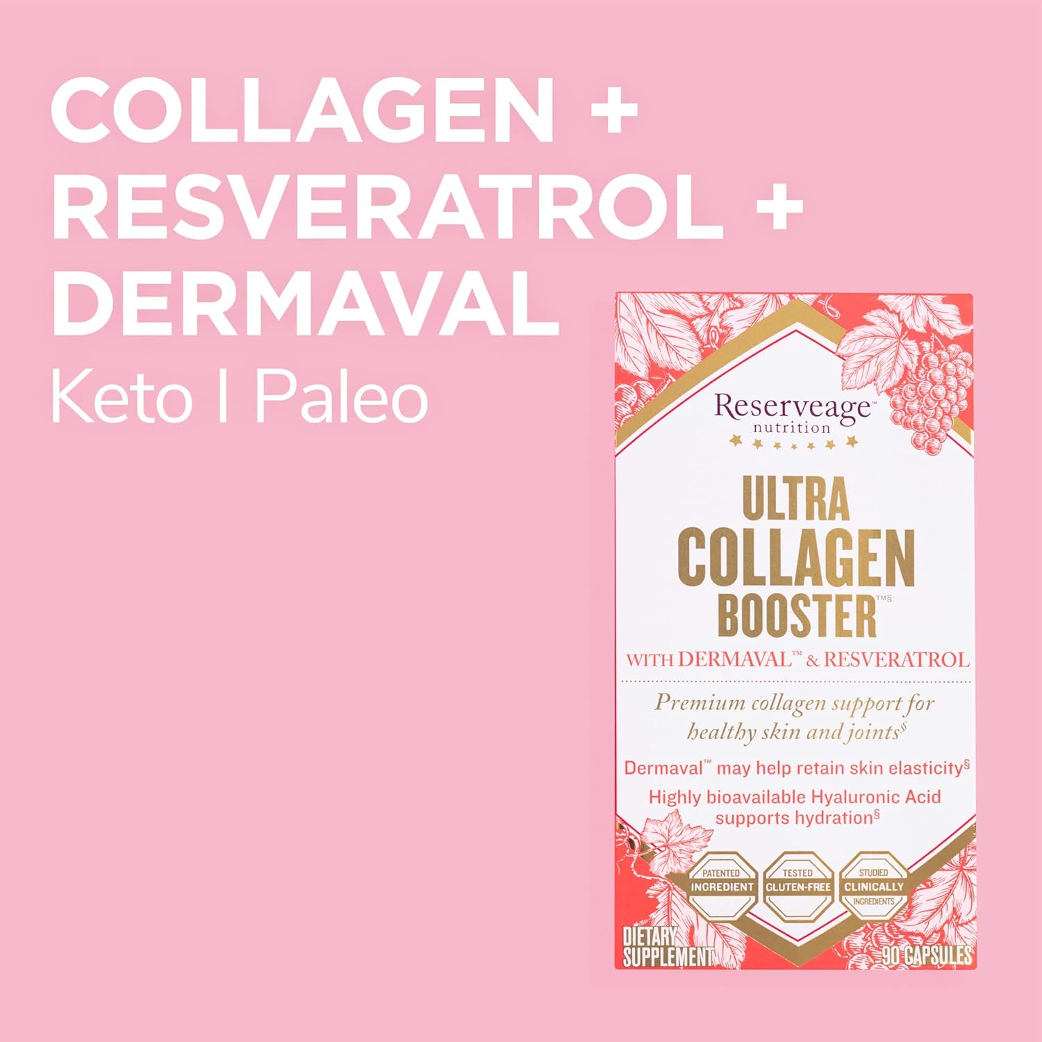 Reserveage, Ultra Collagen Booster, Skin Supplement, Supports Healthy Collagen Production, 90 capsules (30 servings): Health & Personal Care