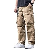 EnllerviiD Men's Baggy Cargo Pants Elastic Waist Relaxed Fit Work Pant Casual Outdoor Streetwear with Pockets