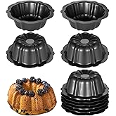 Homaisson Mini Fluted Tube Pan - 10 Pcs, 4.5Inch Carbon Steel Mini Cake Molds, Nonstick Reusable Oven Baking Mold for Cupcake, Bread, Bavarois, Brownie