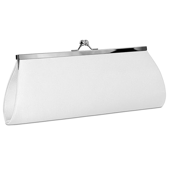 CASPAR klassische Damen Satin Clutch/Abendtasche mit elegantem Metallbügel - viele Farben - TA309