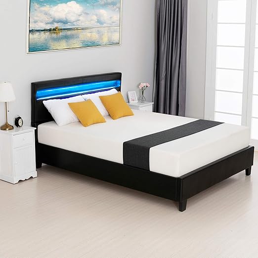 modern platform bed with led lights