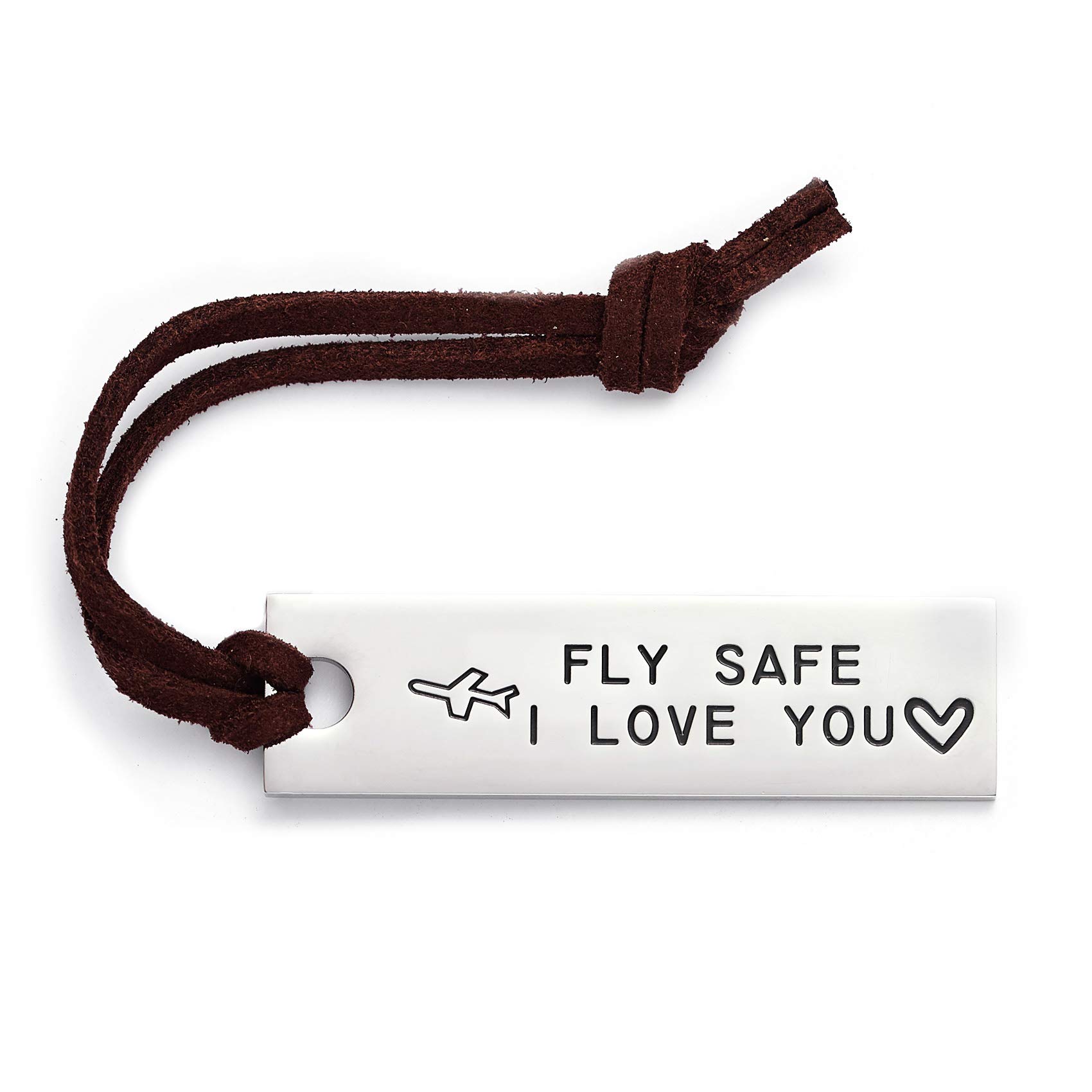 LParkin Fly Safe I Love You I Need You Here with Me Keychains Luggage Tag Flight Attendant Flight School Graduation Pilot Travel Gifts Stainless Steel (Fly Safe I Love You Luggage Tag)