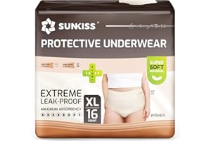 SUNKISS Women Incontinence Underwear, Daytime Disposable Postpartum Adult Panties, Protective Pull Ups with Maximum Absorbenc