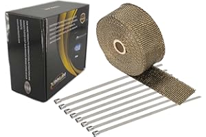 XINHAN AUTO PARTS Xinhan 2" x15ft/2" x25ft/2" x50ft/1" x15ft/1" x25ft/1" x50ft Titanium Fiber Pipe Insulation Wrap Heat Exhaust Wrap with Stainless Steel Zip Ties (2" x 25ft)