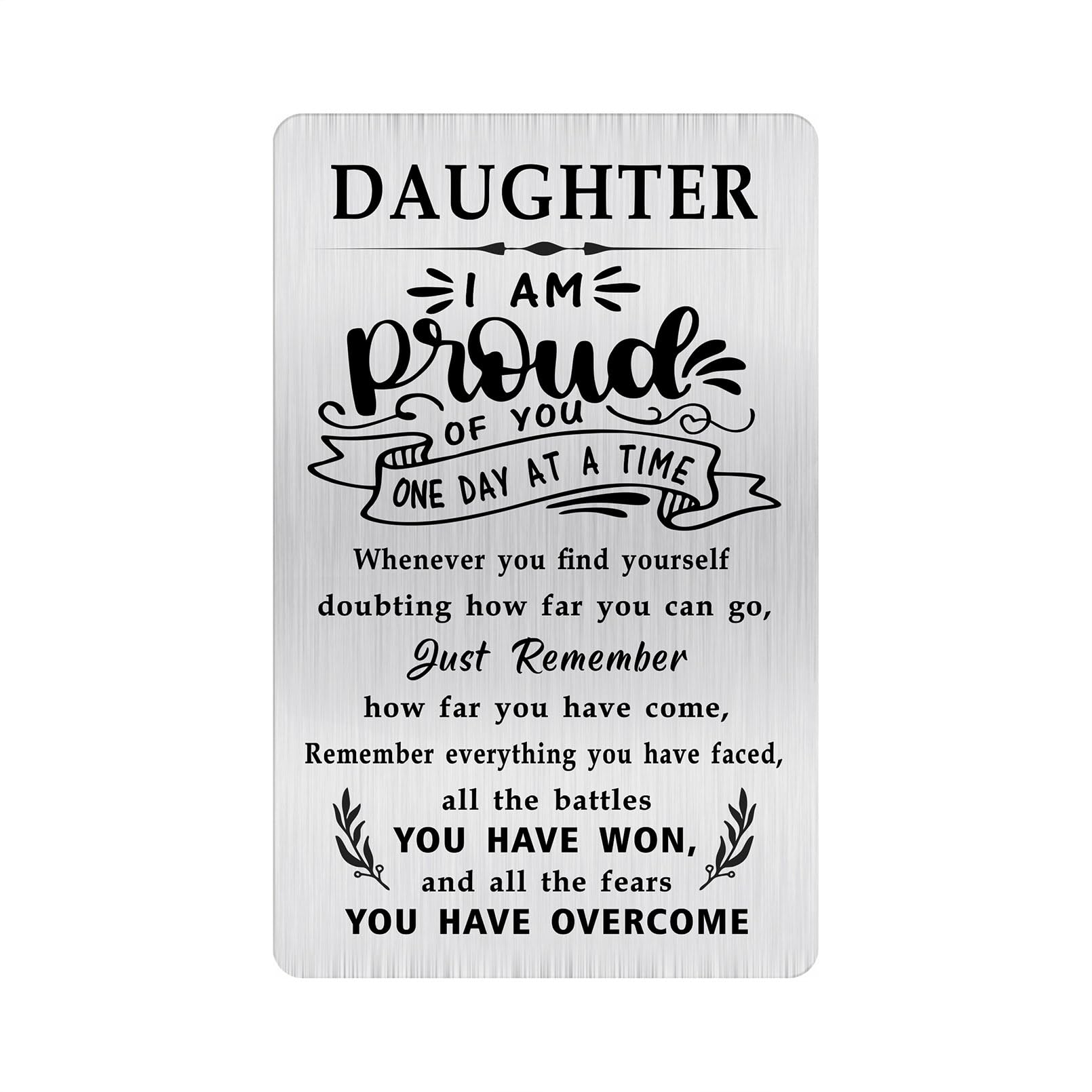 Alotozo Sobriety Gift for Daughter - Stainless Steel AA Recovery Gifts, Soberversary Birthday Card for Daughter - Inspirational Token for Women’s Sobriety Journey (Credit Card Size)