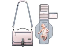 Alatino Portable Diaper Changing Pad for Baby, Detachable Travel Changing Pad with Baby Wipes Pocket, Gifts for Baby Shower, Newborn Girls and Boys (Light Pink)