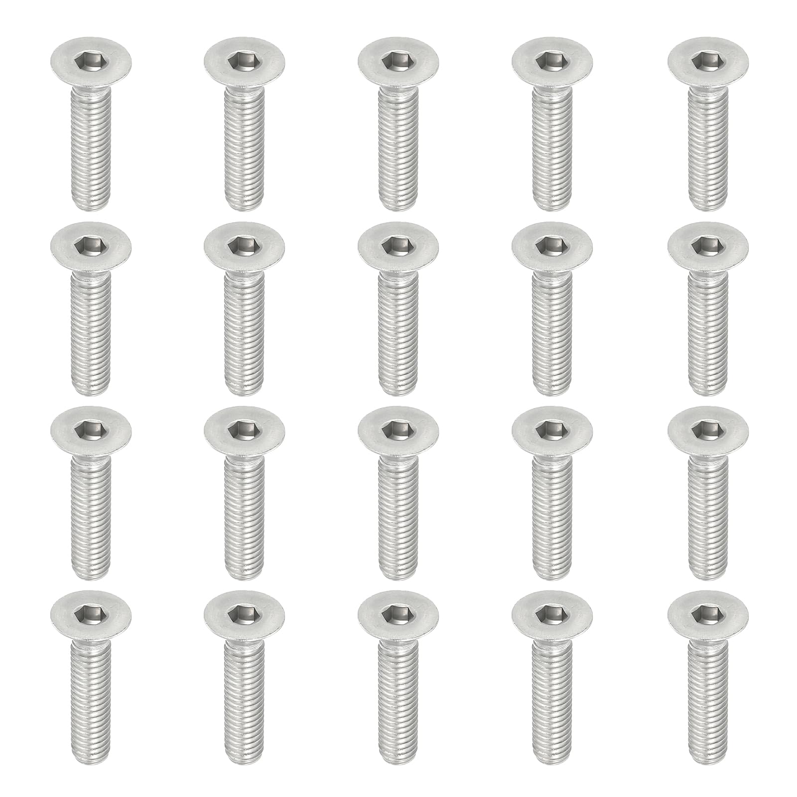 PATIKIL M6 x 25mm Flat Head Socket Cap Screws, 20 Pack 304 Stainless Steel 18-8 Machine Screws Flat Countersunk Bolts Hex Socket Drive Fasteners Grade 6.8 — image 1