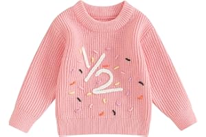 SALIUENTM Infant Baby Girl Knit Sweater Half Birthday Outfit Baby Girl Cute 1/2 Birthday Outfit Fall Winter Warm Clothes
