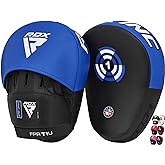 RDX Boxing Pads Focus Mitts, Maya Hide Leather Curved Hook and Jab Target Hand Pads, Great for MMA, Kickboxing, Martial Arts, Muay Thai, Karate Training, Padded Punching, Coaching Strike Shield