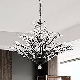 Maxax Vintage Crystal Branch Chandeliers, 12-Light Adjustable K9 Crystal Pendant Hanging Lighting Ceiling Light Fixtures Chan