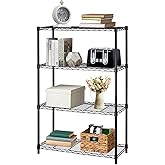 BestOffice Adjustable NSF-Certified Metal Shelf Wire Shelving Unit Storage for Small Places Restaurant Garage Pantry Kitchen Garage Rack (Black, 14" D x 36" W x 54" H)