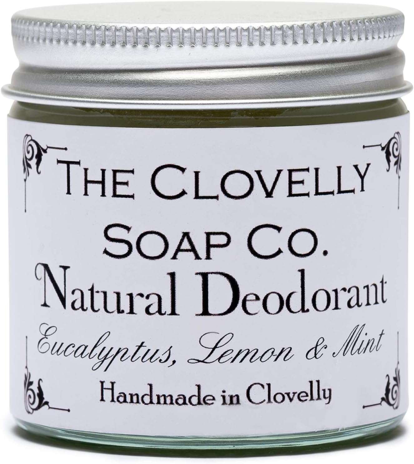 Clovelly Soap Co Natural Handmade Deodorant Balm Eucalyptus, Lemon & Mint 60g Glass Jar, 60 g (Pack of 1)
