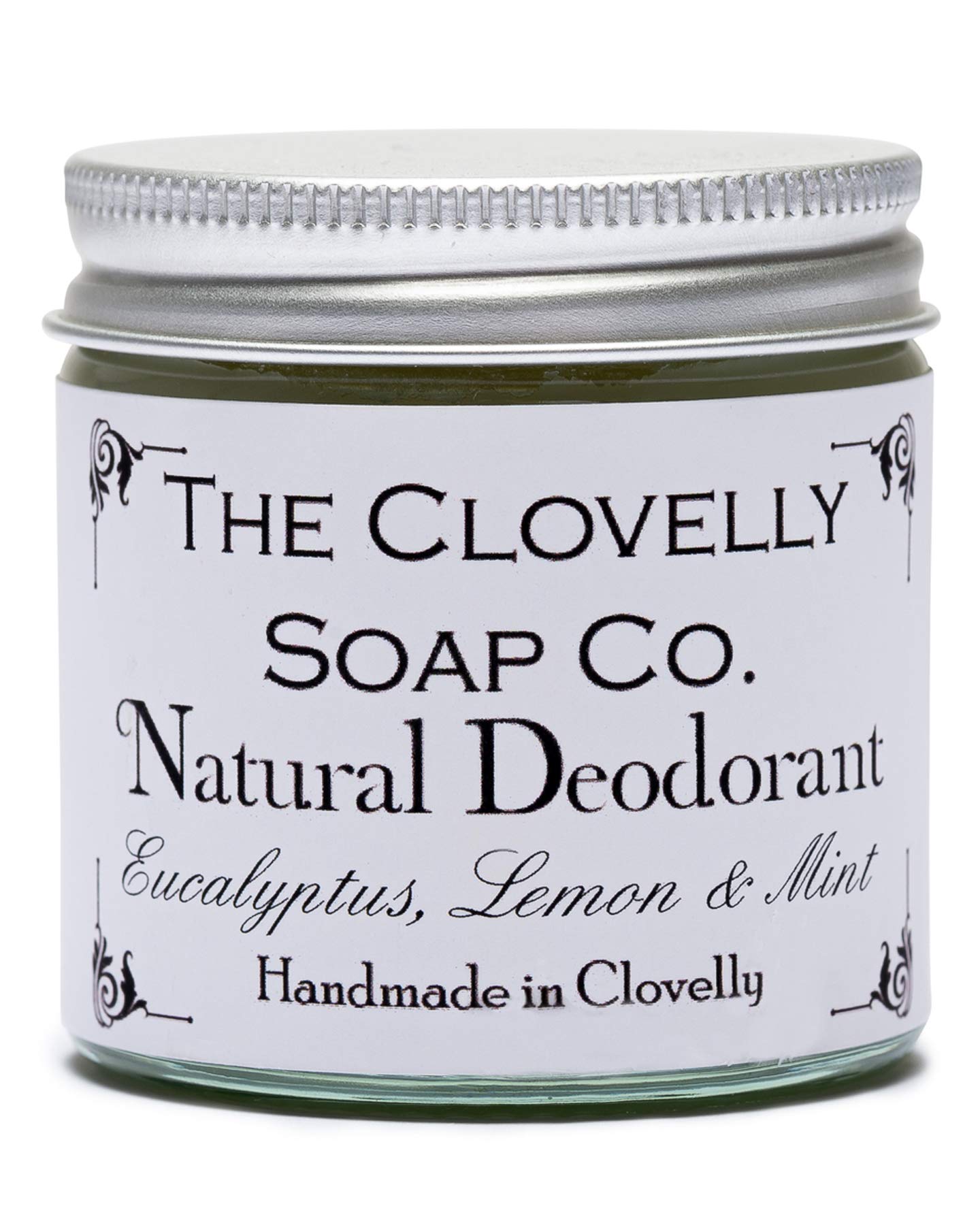 Clovelly Soap Co Natural Handmade Deodorant Balm Eucalyptus, Lemon & Mint 60g Glass Jar