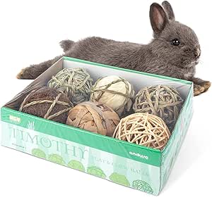 andwe Small Animals Play Balls Rolling Chew Toys &amp; Gnawing Treats for Rabbits Guinea Pigs Chinchilla Bunny Degus - Pet Cage Entertainment Accessories