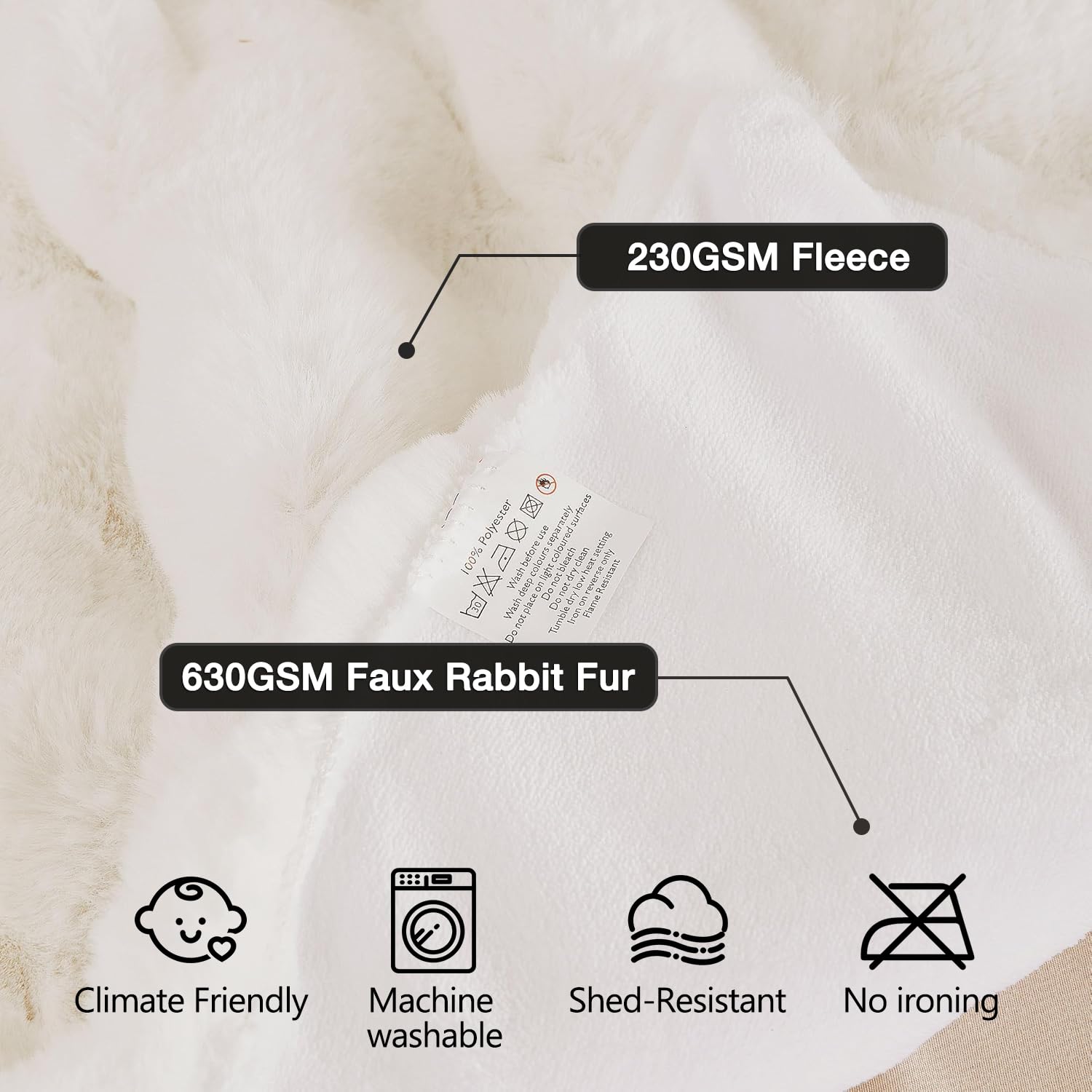 ORINOVA Flauschige Decke Beige 130x150 cm Kunstfell Kuscheldecke Flauschig Felldecke Warm Decken Plüschdecke Sofadecke Kuschelig Wohndecke Bett Fleecedecke 6
