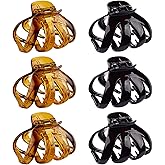 Large Octopus Hair Clips for Thick and All Hair Types, 3.2" Strong Hold Jumbo Hair Jaw Clips for Women and Girls, 6 Packs (Black & Brown)
