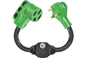 SWEETGLOW 50A to 30A RV Adapter & Surge Protector for Campers, Trailers - NEMA 14-50P to TT-30R Plug with Circuit Breaker, ETL-Listed (30A/50A Electrical Hookups, 18.5" (30A to 50A)