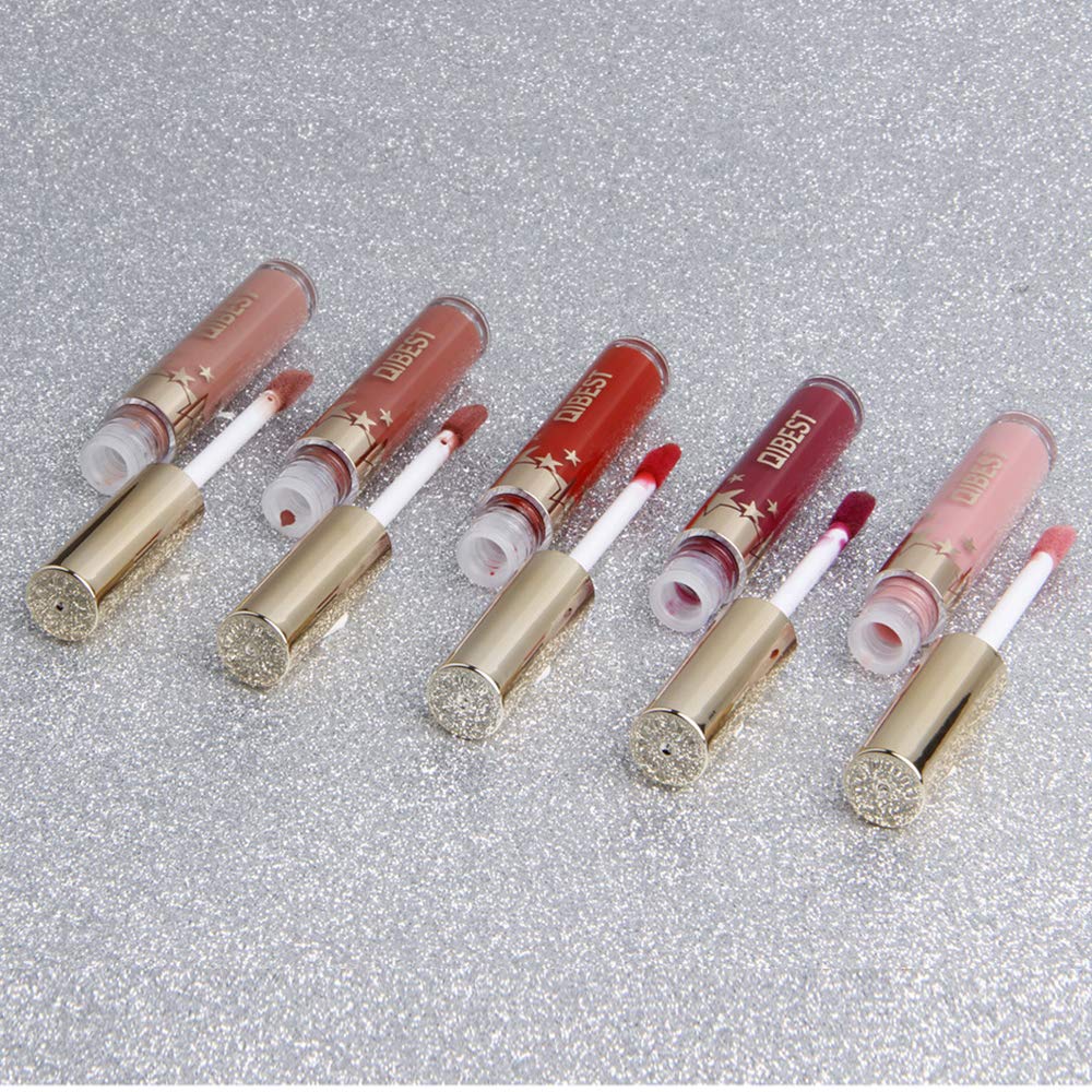 Matte Nude Lipstick Set, 10 Colors Waterproof Long Lasting Lip Gloss Non-Stick Cup Liquid Velvety Lipstick Set (10-1)