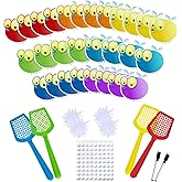 HOOJOJO 28 Fly Cards,4 Fly Swatter, Fly Swatting Games, Sight Words Games, Math Game for Kids, Blank Cards,Erasable, Card 4 I