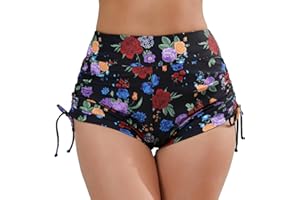 Halcurt Women's High Waisted Swim Board Shorts (Available in Plus) Tummy Control Side Drawstring Swimsuit Bottoms