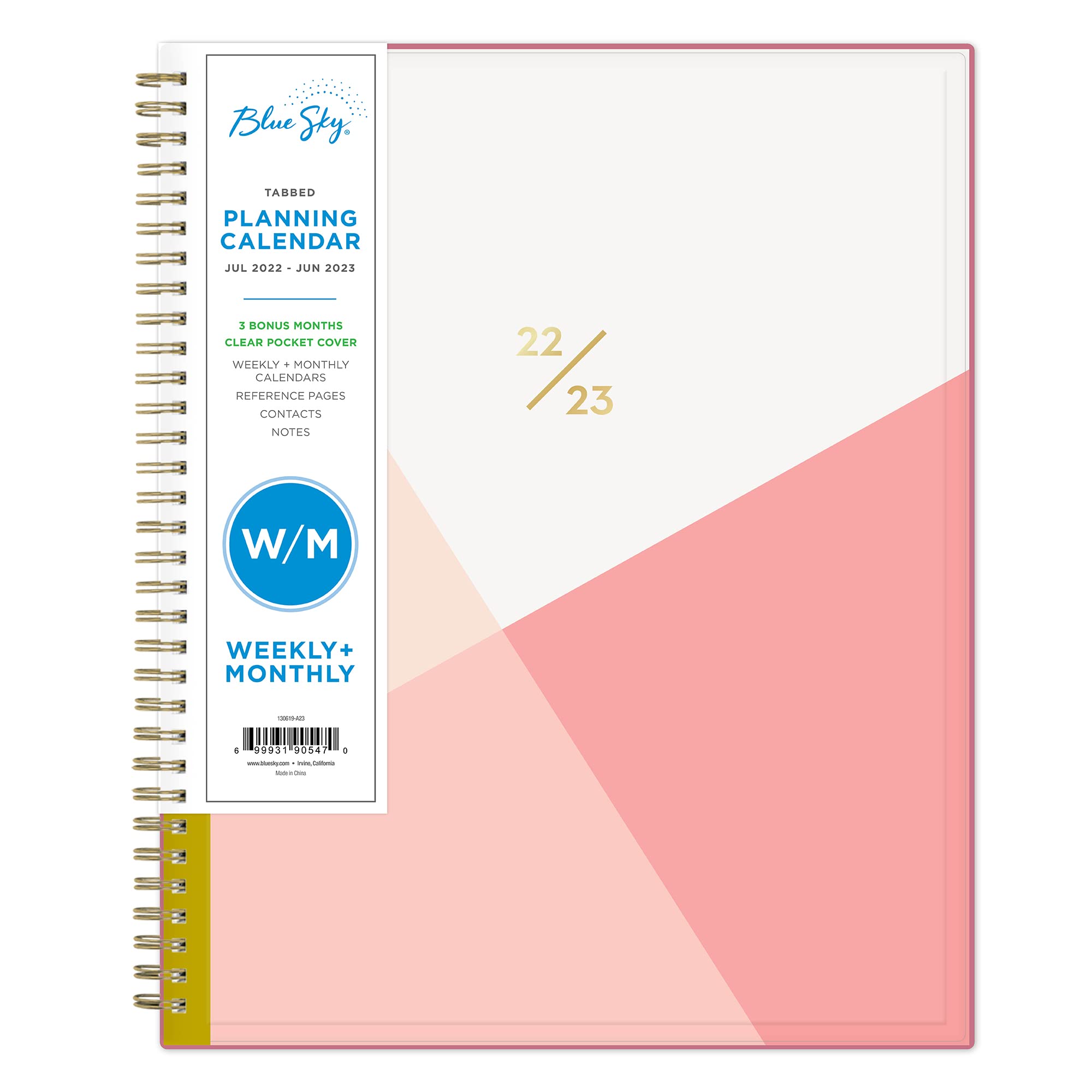 Blue Sky 2022-2023 Academic Year Weekly & Monthly Planner, 8.5" x 11", Flexible Cover, Wirebound, Cali Pink (130619-A23)