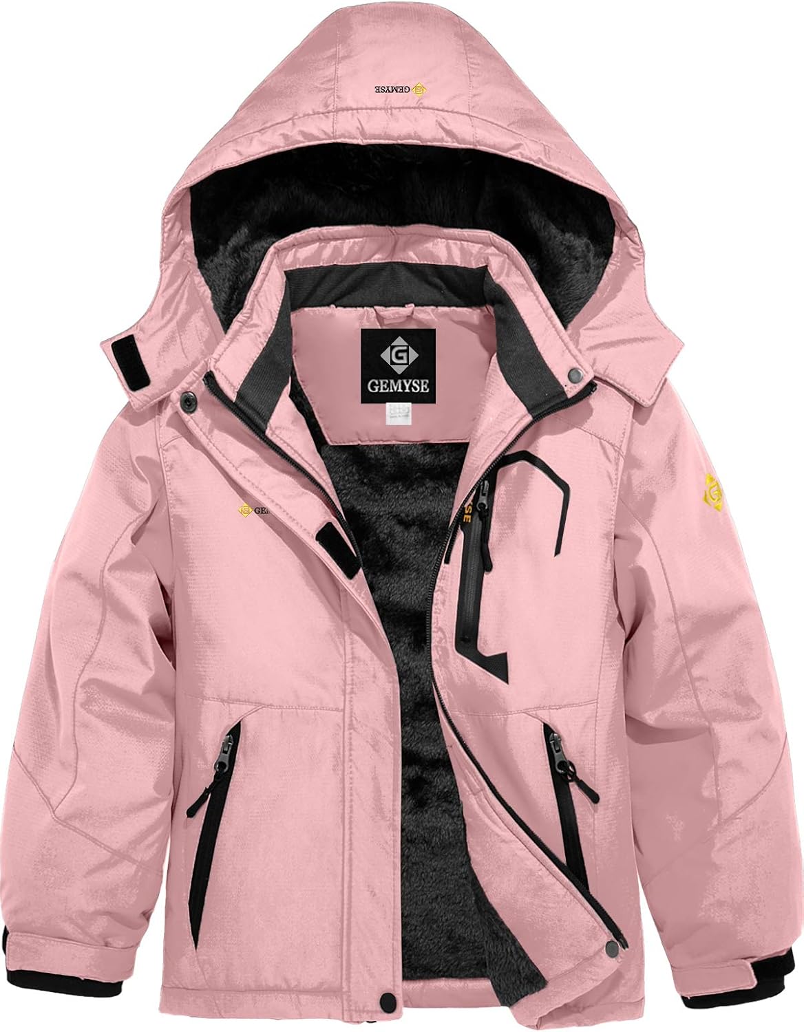 GEMYSE Girl's Waterproof Ski Snow Jacket Fleece Windproof Winter Jacket