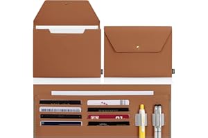 Toplive A4 File Folder, [Premium PU Leather] Envelop Folder Case Document Bag for A4/Letter Size Paper, File Storage Bag Lapt