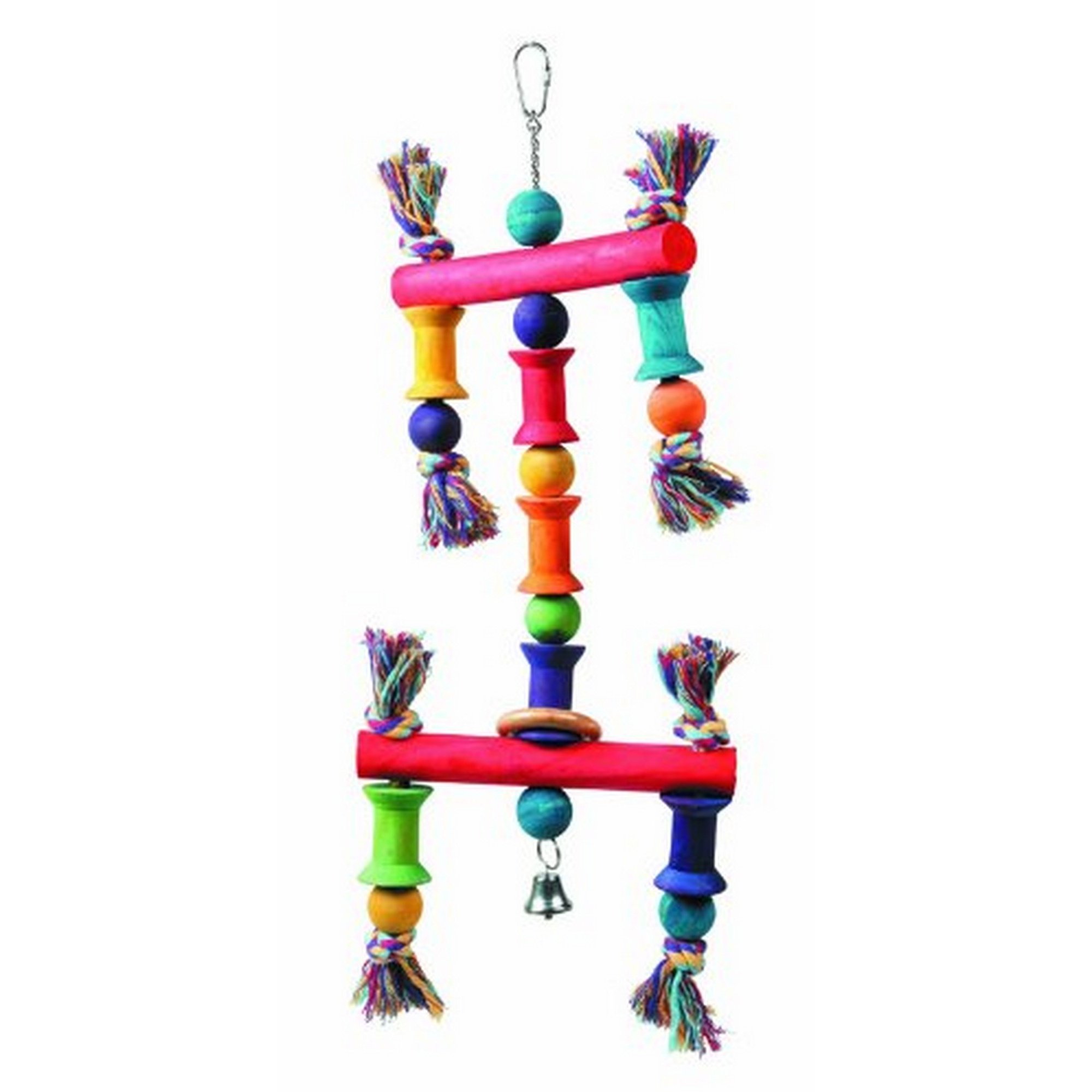 Happy Pet Wooden Juggler Bird Toy Natural Strong Climbing Durable Fun Interactive Hanging Exercise Playing Cage Accessory for Parrot Cockatiels Budgies