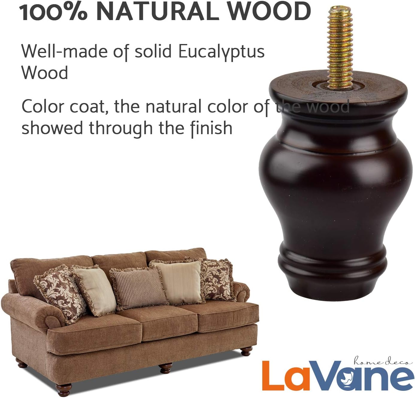 La Vane 4 inch / 10cm Wooden Furniture Legs - Image 4