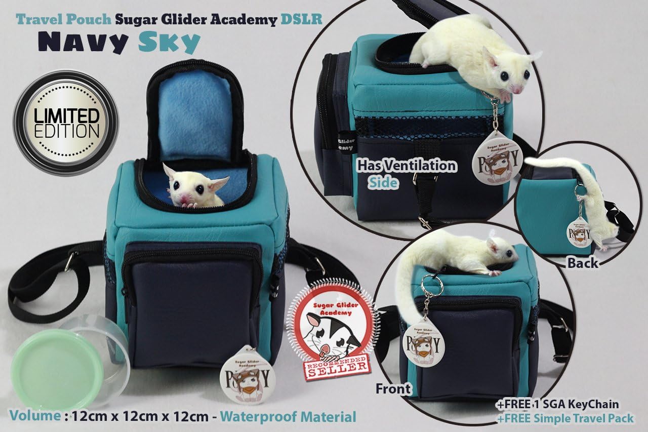 Sugar Glider Hamster Squirrel Hedgehog Travel Bonding Pouch DLSR by SGA (+ Bonus Keychain, Sticker, Travel Pack)