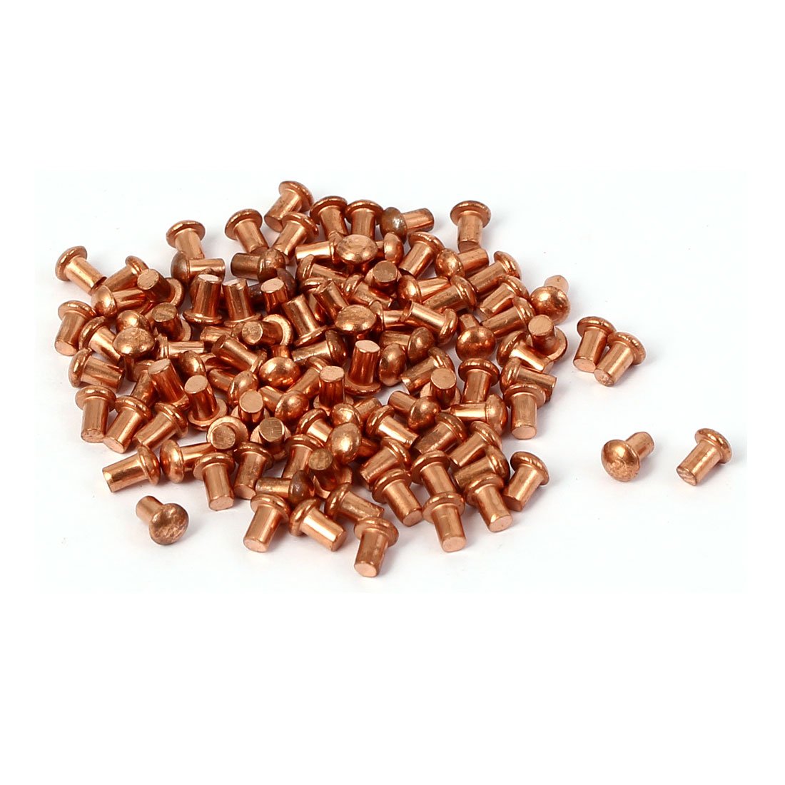 Sourcingmap 4mm Length 2mm x 3mm Round Head Copper Solid Rivets Fasteners Gold Tone 100 Pcs