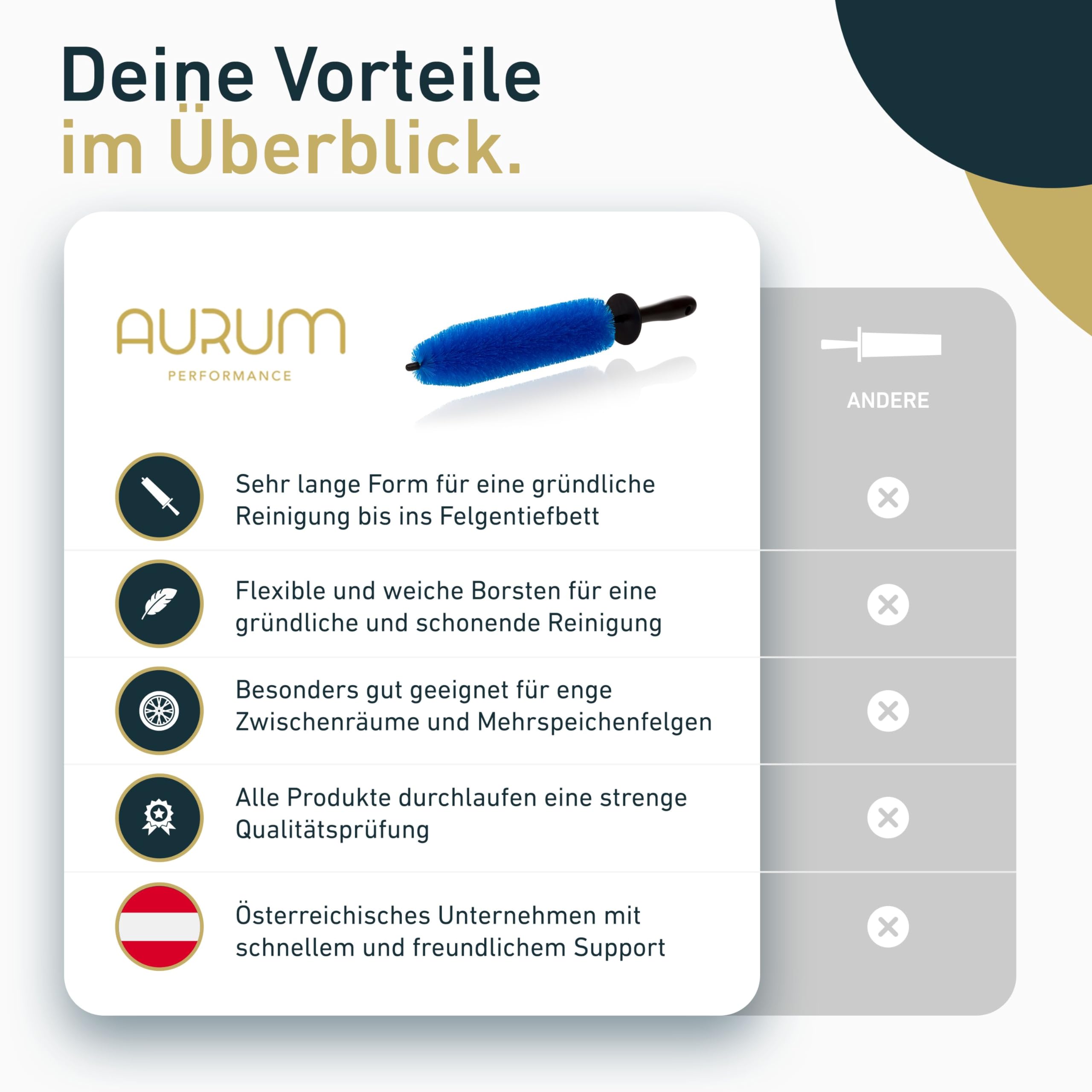 Aurum-Performance® Felgenbürste Auto 42 cm lang zur effektiven Autopflege 5