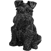 TUMBEELLUWA Black Miniature Schnauzer Statue Dog Figurines for Home Decor | 4.06 inch Realistic Dog Sculpture, Obsidian Stone Collectible Figurine, Desk Display, Schnauzer Gift for Women Men Dog Lovers