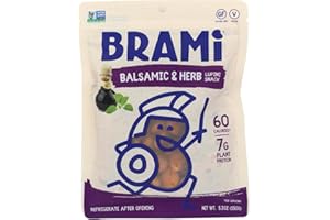 BRAMI Lupini Beans Snack, Balsamic & Oregano | 7g Plant Protein, 1g Net Carbs | Vegan, Vegetarian, Keto, Mediterranean Diet |