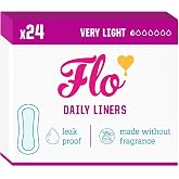 Flo - Daily Liners (24 Pack) - Organic Bamboo Panty Liners for Women - Very Light Flow - Wrapped, Ultra-Thin - Absorbent, Soft &amp; Breathable - Fragrance Free - Vegan &amp; Cruelty Free
