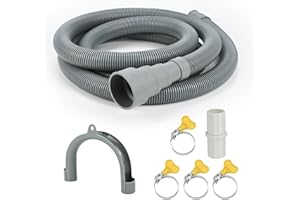WURJHSONG 3.3ft Universal Washing Machine Drain Hose Extension Kit, 7-Piece Set with Adapter, U-Bend Bracket, 4 Clamps, Flexible Washer & Dishwasher Drain Hose, Fits Dehumidifiers & Laundry Machines