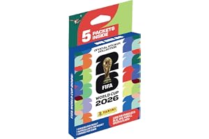 2026 Panini FIFA 世界杯贴纸 EcoBlister – 5 个官方贴纸包 – 包括亚马逊平行插件 – 授权锦标赛系列