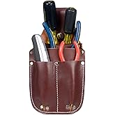 Occidental Leather Pocket Caddy - Brown - 4 Pockets &amp; Tool Holders - Belt Compatibility Up to 2" Wide - Lightweight - Made in USA