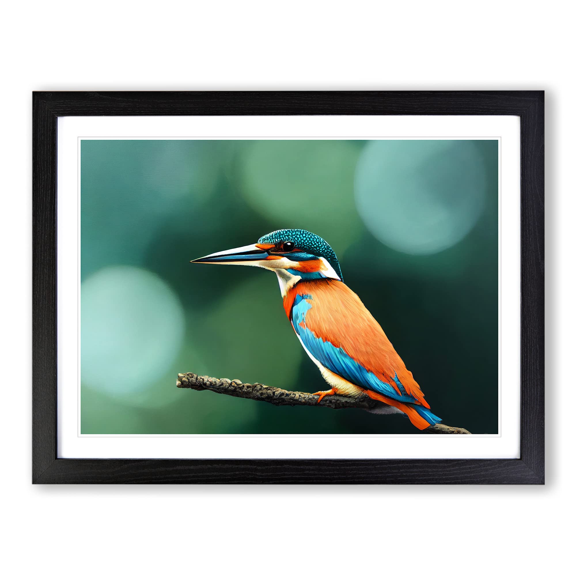 Splendid Kingfisher Bird Framed Print | A4 Black Framed Wall Art | Ready to Hang | Modern Nature Picture | Living Room Bedroom Lounge Office