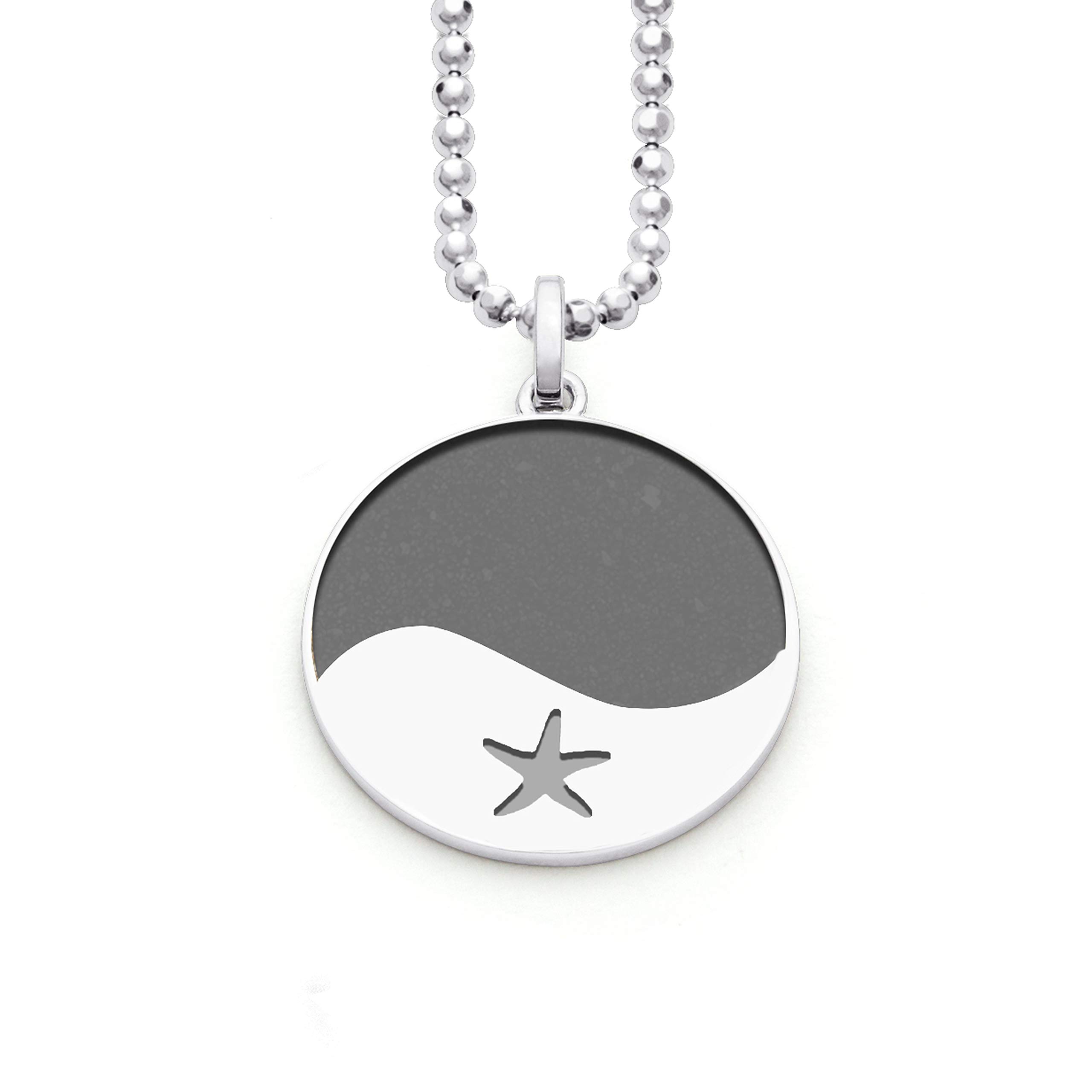 Dur Jewellery Pendant Wave / Starfish Sandless Silver Rhodium-Plated 925 Silver (P3661), Höhe: 26 mm, Silver, No Gemstone